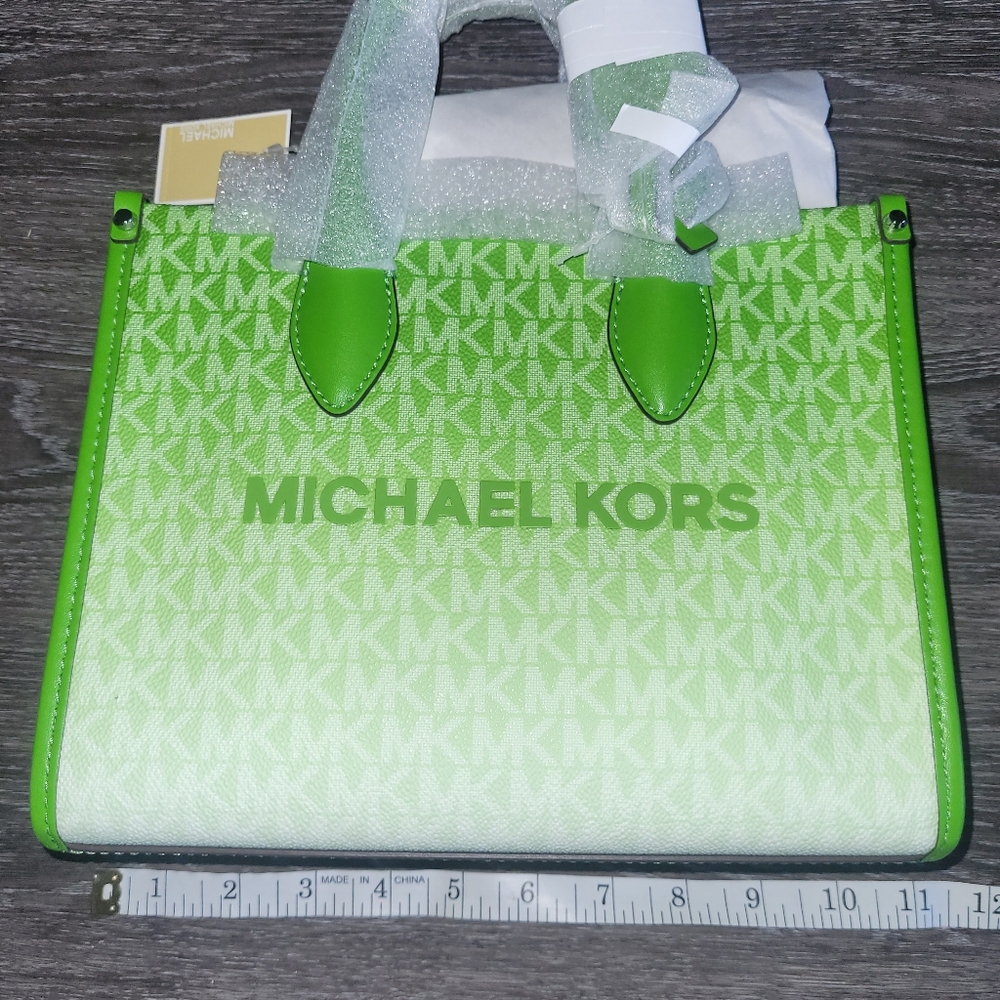 Michael Kors Green Gradient Tote with Signature Monogram